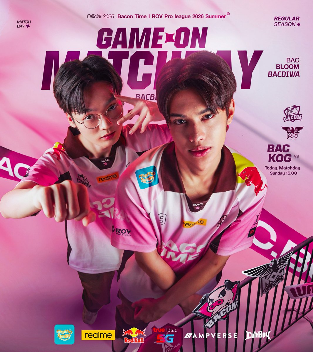 #RPL2026Summer : ต้องคว้าแต้มที่ 3 เพื่อกลับมามองหาเส้นทางเพลย์ออฟ !!
.
แมทช์ที่ 8 พวกเรา 𝐵𝑎𝑐𝑜𝑛 𝑇𝑖𝑚𝑒 🐷 จะลงสนาม 🆚 𝐾𝑖𝑛𝑔 𝑜𝑓 𝐺𝑎𝑚𝑒𝑟𝑠 𝐶𝑙𝑢𝑏 ลงสนามคู่ที่ 2 เวลา 15.00น. ครับผม
.
ฝากเชียร์ด้วยนะครับ 🙏
.
#ทีมBaconTime #BACdiwa #Ampverse