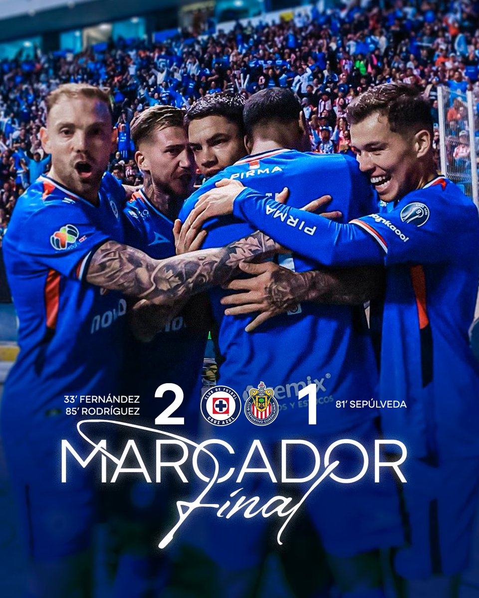 TRIUNFO DE LA MÁQUINA 🚂 

Victoria sobre Chivas en el Estadio Cuauhtémoc 💙