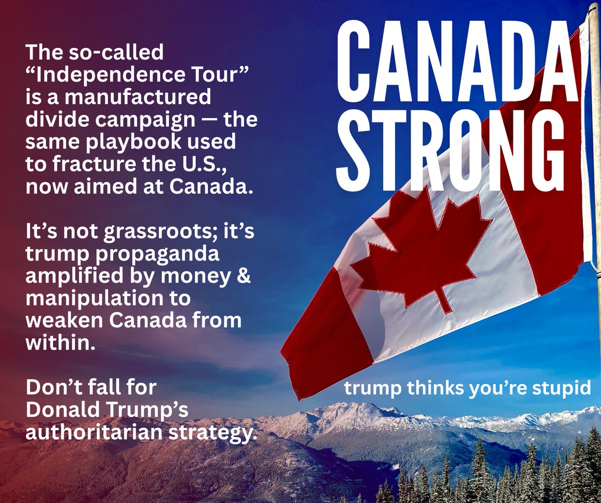 <a href="/RiseOfAlberta/">Rise Of Alberta</a> Look just HOW MANY posts are on social media about this - despite fairly low turnouts. It's PAID PROPAGANDA. Canadians are united.... no matter how much trump spends.
