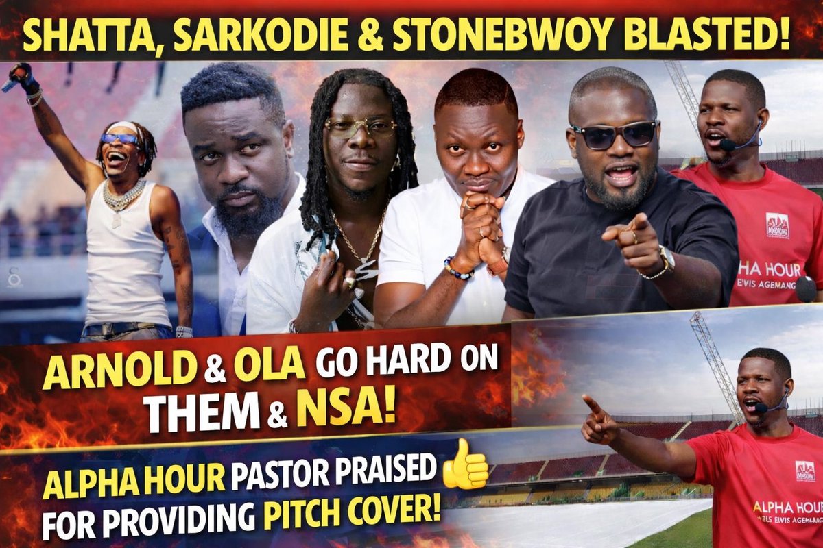 ARNOLD &amp; OLA MICHEAL BLAST SHATTA WALE,SARKODIE &amp; STONEBWOY Over Stadium Saga Alpha Hour Pastor 
     Watch full video here
          👇🏾👇🏾👇🏾👇🏾
youtu.be/wWag0dI3TLk