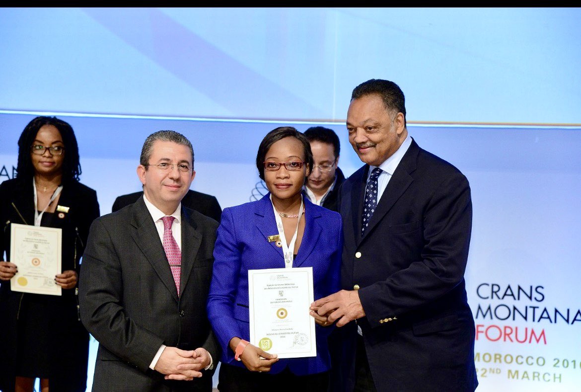 AminaCOULIBALY2's tweet photo. Deeply saddened by the passing of Rev. Jesse Jackson. In March 2016, I had the honor of receiving the @CransMontanaF Young Leader for Tomorrow Award from his hands. His words still guide me:

“You are not the leaders of tomorrow… You are today’s leaders shaping Africa’s present.”
His legacy lives on. 
#JesseJackson #Leadership