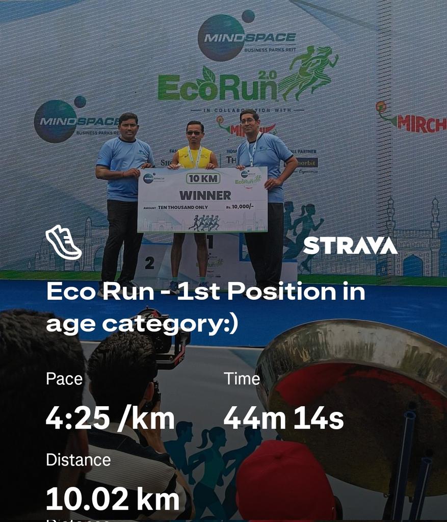 FitStride's tweet image. Podium Alert 😊

1st place in my age category🥇
Finished the 10K in 44:14

I started racing shorter distances at this same event last year, and so far 4 podiums in the 10K. Looks like the 10K is my sweet spot 😄
#Race #10K #EcoRun #PodiumFinish #Running #MarathonTraining