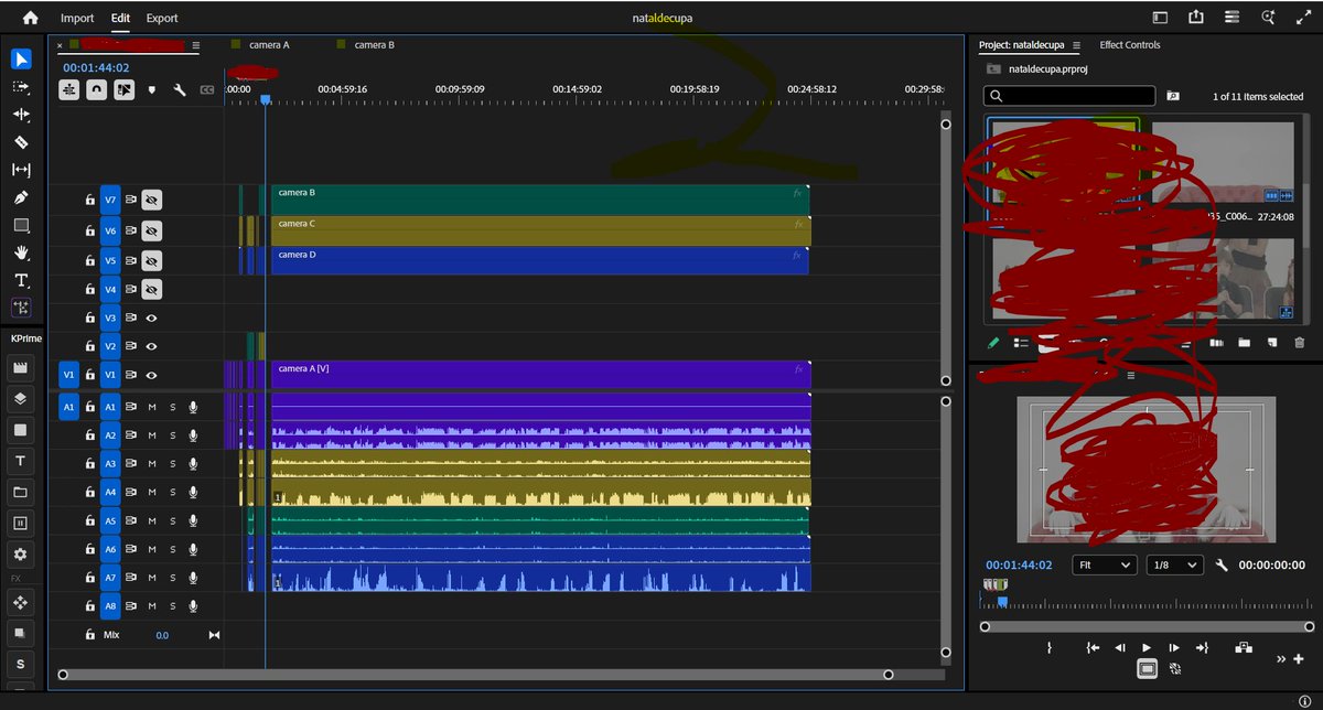 A pior parte é ter que sincronizar as câmeras e áudio e sim, as câmeras estavam com o tempo diferente🥲