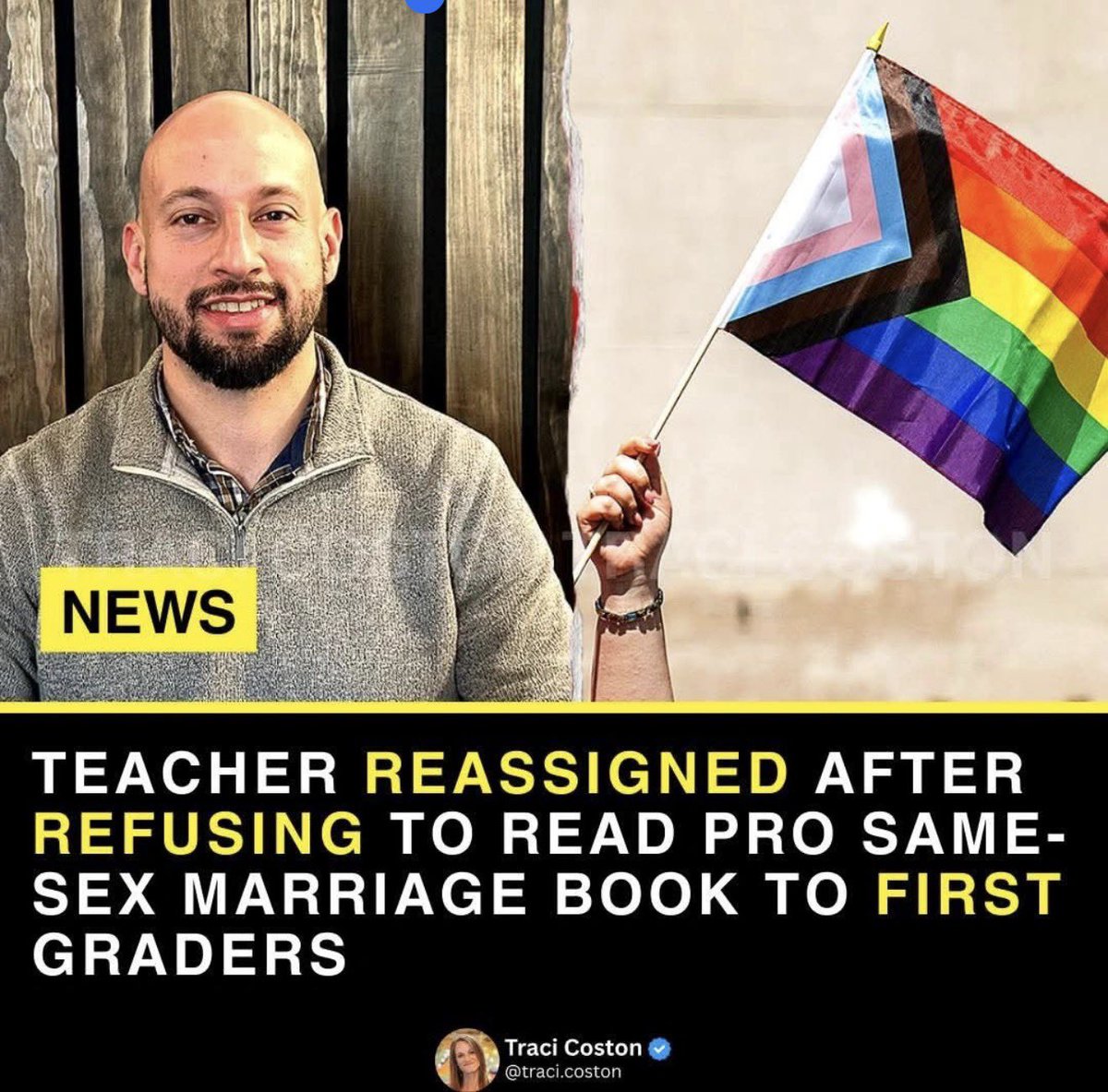 nettermike's tweet image. A Christian first-grade teacher in Nashville has been removed from his classroom after requesting a religious accommodation to avoid reading a same-sex family book to students.

Eric Rivera, who teaches at KIPP Antioch College Prep, arranged for another staff member to read the