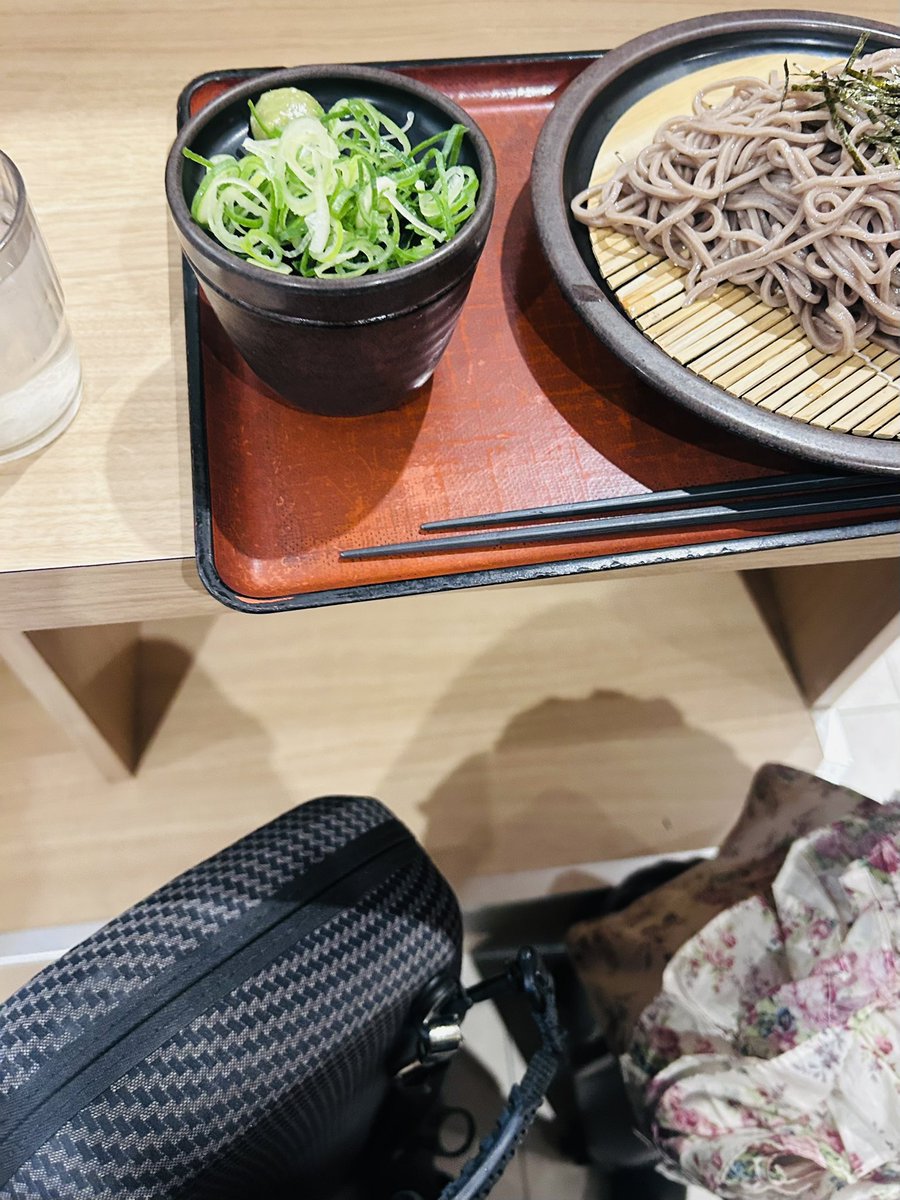 レッスンが終わって、西へ！
の前に今日は暑すぎて、立ち食いざるそば
（冷たいそばがざるそばオンリーだった）

#ざるそば解禁
#アトリエ385