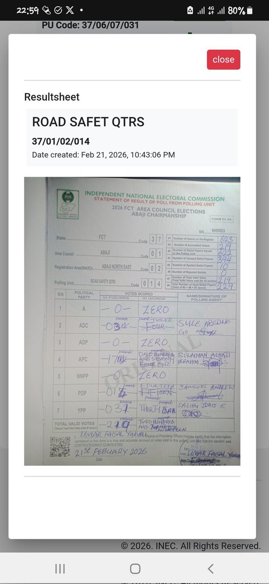 Breaking: Operation identify INEC Returning Officers who signed mutilated AMAC result sheets transmitted into IReV.

These must not be accepted, but the un-mutilated original copy with the exact figures. <a href="/inecnigeria/">INEC Nigeria</a> <a href="/joashamupitan/">Prof. Joash Ojo Amupitan</a> pls. call for the arrest of Faisal Umar Yakubu.
