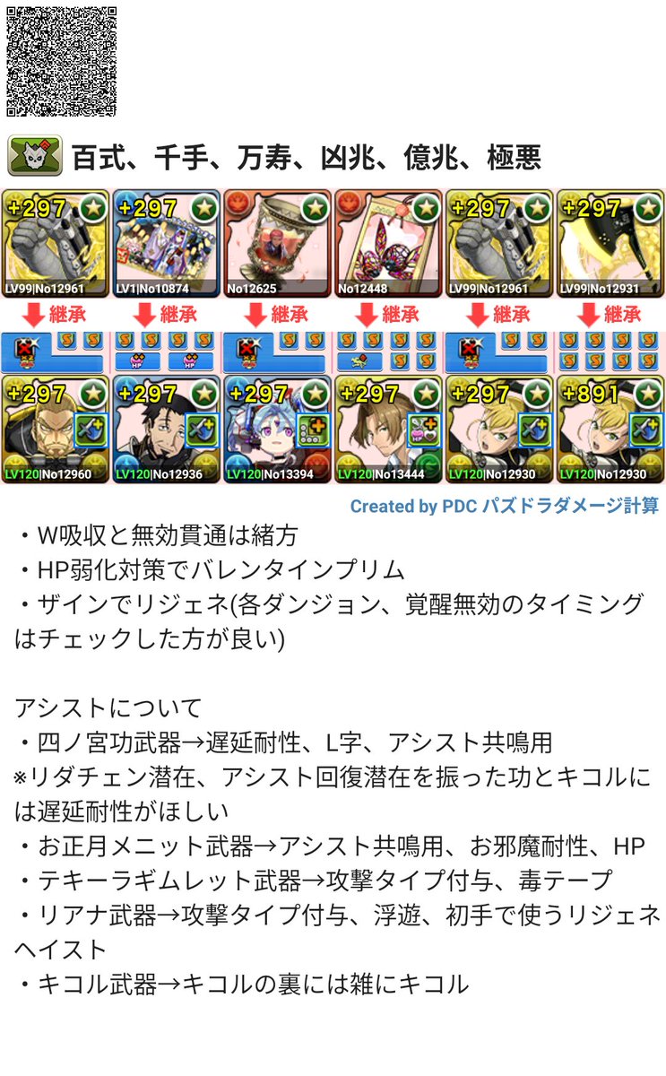 ginchu_sub_2's tweet photo. 百式、千手、万寿、凶兆、億兆、極悪
6ダンジョンをキコル共通編成でクリアしてきました

裏までいけるかは分からないです(スタミナなくなったので、後でやってみる)

シールド破壊やHP弱化対策でプリム使いましたが、シールドというものは極悪以外なかったんだけど……、もう少しいいキャラいそう https://t.co/QhIoN9fkDz