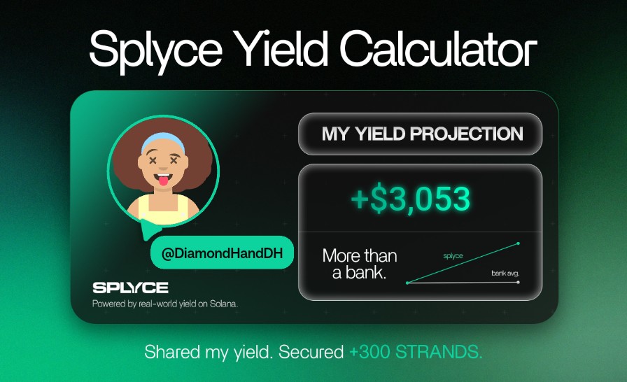 Just tested the real-world yield calculator from <a href="/SplyceFi/">Splyce Finance</a>.

My numbers came out +2,928.23% higher than leaving it in a bank.

Check yours: solana.splyce.finance/calculator?ref…