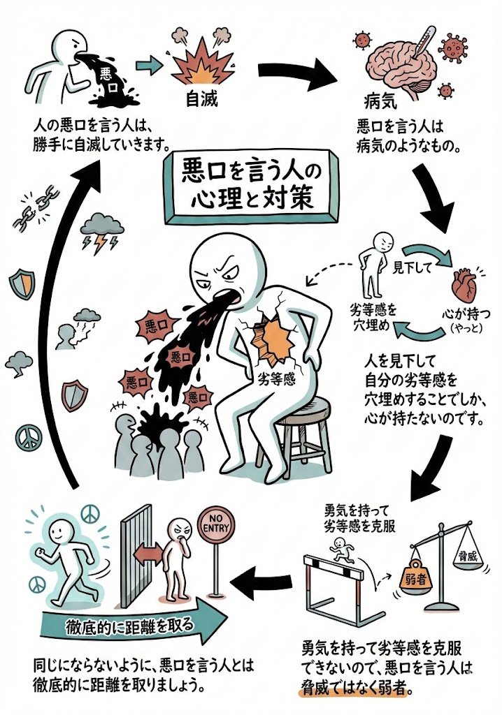 devkhpark's tweet photo. 結論から言うと、あなたを攻撃するその「悪口を言う人」は、実は「重症の病人」です。

他人を見下して劣等感を埋め合わせなければ、心が崩壊してしまう病にかかっているのです。自分を変える勇気がないため、卑怯にも他人を叩く道を選んだに過ぎません。

彼らは脅威ではなく、ただ自滅へと向かっている「弱者」なのです。

✅ 私たちが心に刻むべき3つのこと：

悪口は、言う人の心の荒廃を映し出す「鏡」である。

その言葉はあなたへの攻撃ではなく、実は自分自身への「暗示」である。

最大の復讐は、彼らと徹底的に距離を置き、自分の人生を謳歌すること。

以前の私も、いちいち反応しては心を消耗させていました。でも、この心理に気づいてからは、彼らがむしろ哀れに見えるようになったんですよね。

皆さんの周りに、こうしたエネルギーを奪う人はいますか？