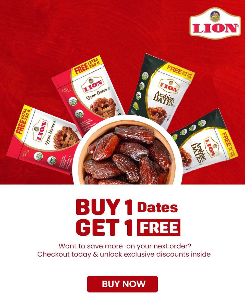 LiondatesIN's tweet photo. Buy 1, Get 1 FREE! 🦁🌴
Twice the dates, twice the happiness
Shop now: https://t.co/fKHNn7fAm5
#LionDates #Buy1Get1 #DoubleDelight #PremiumDates #NaturalGoodness #LimitedTimeOffer #ShopNow https://t.co/mJQPHUQzqu