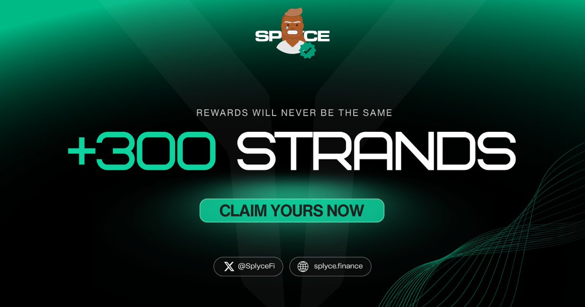 300 Strands claimed. 

Real-world yield is coming to Solana with <a href="/SplyceFi/">Splyce Finance</a> 

Feels good to be early.

Your turn: solana.splyce.finance/rewards?ref=a7…