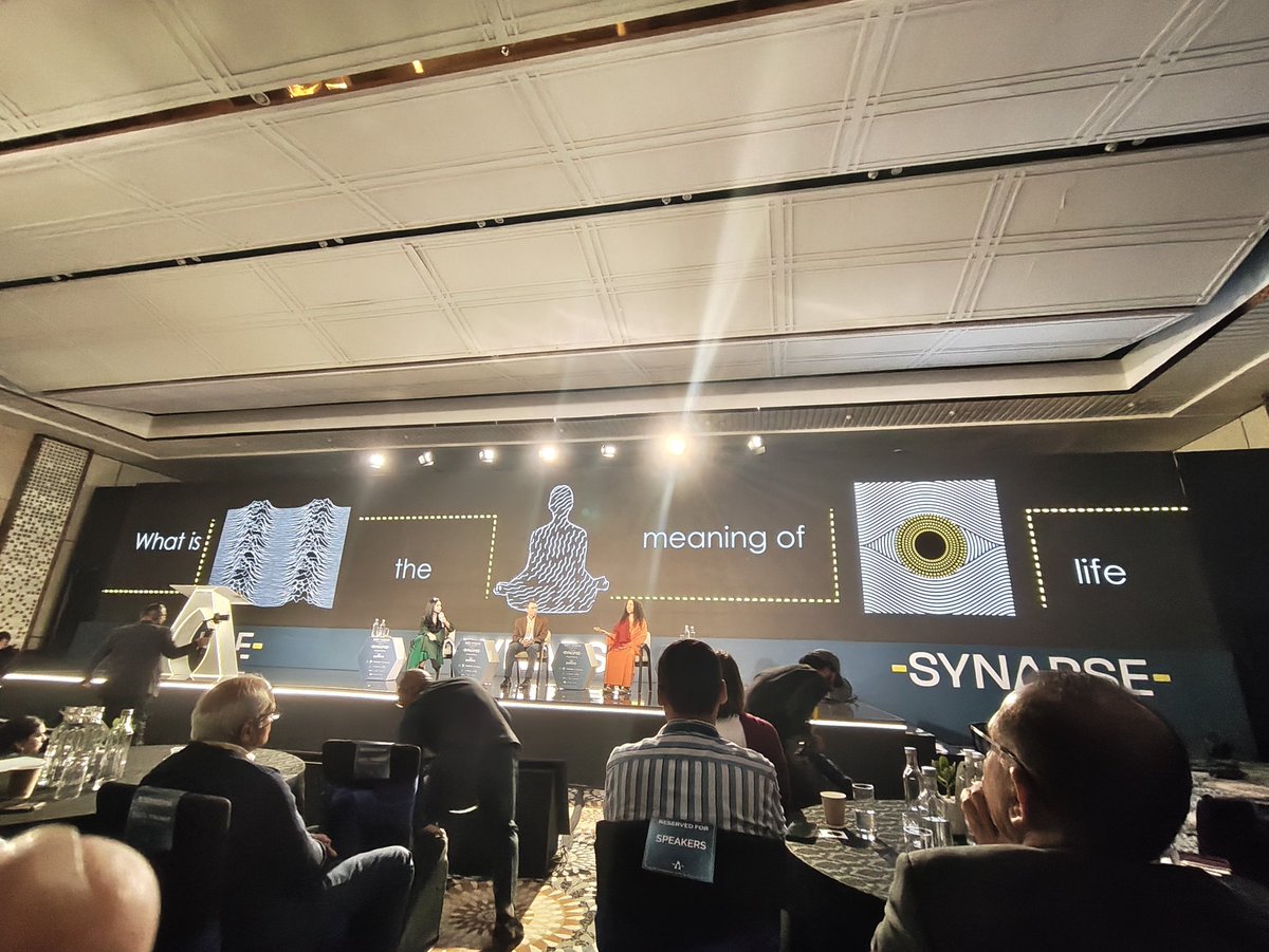 sameeraroraedu's tweet photo. A gift of being in the present was the  beginning of my journey of coming home to self. @SadhviBhagawati @andrewnewberg in conversation with @ShomaChaudhury at @SynapseConclave https://t.co/Q8Pys0RIX3