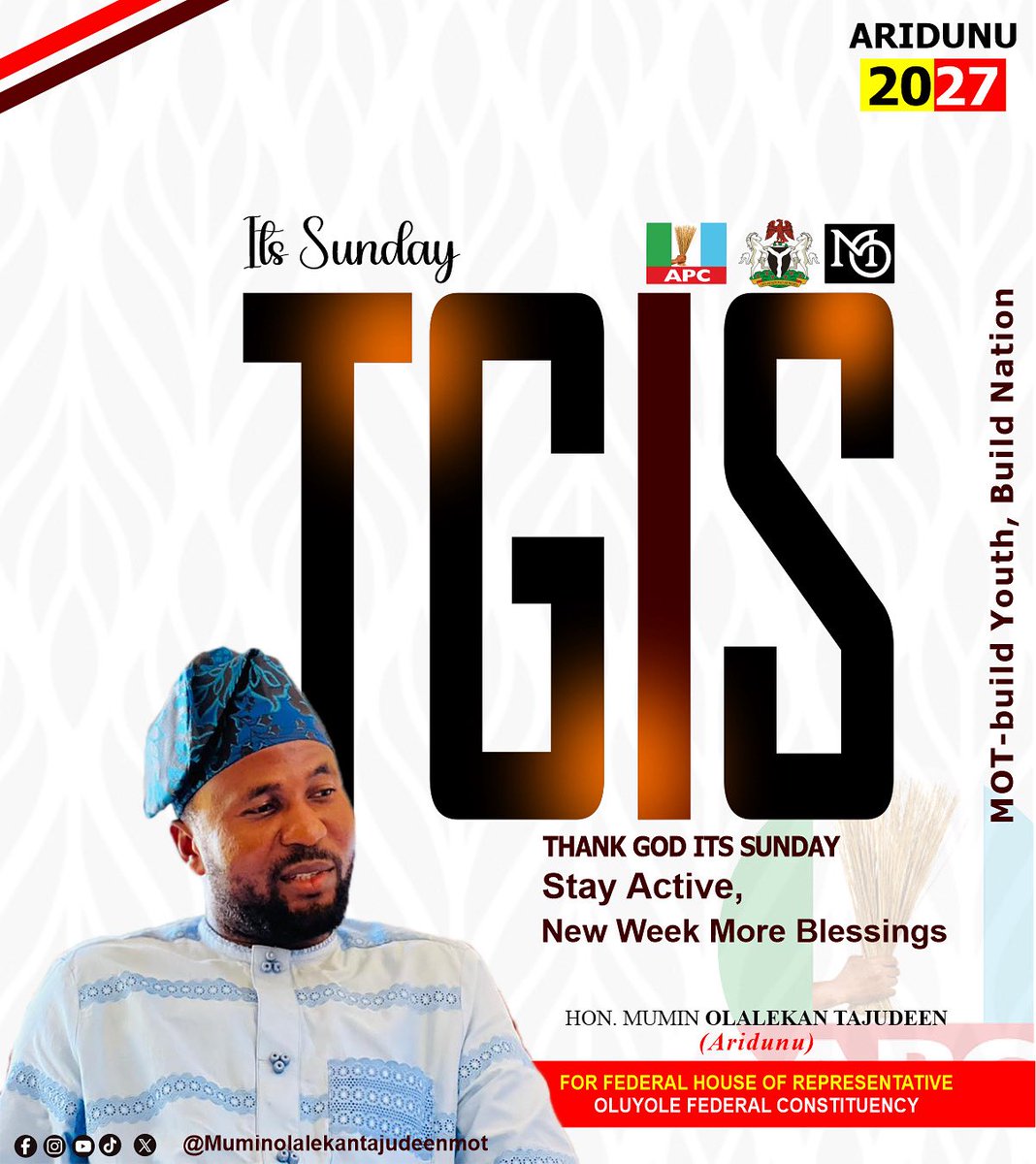 officialMOT1's tweet photo. May this new week bring us peace, renewed strength, and answered prayers. May God guide our steps, bless the work of our hands, and unite us in love and purpose as we continue to serve humanity.

Have a restful and blessed Sunday.

MOT — Build Youth, Build Nation.
#sunday #mot https://t.co/aGKolqp24N