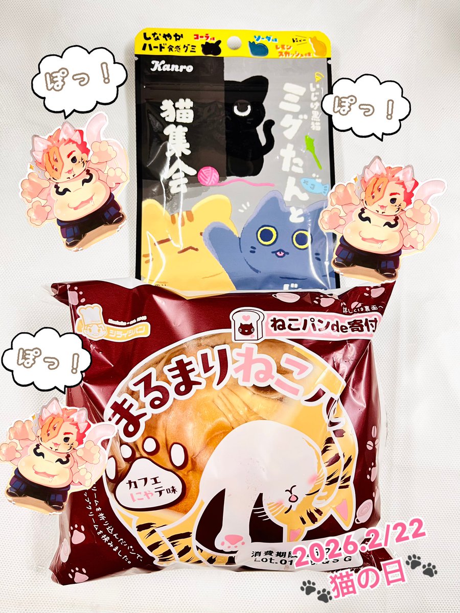 🐾  猫の日  🐾🐈‍⬛🐈⸒⸒⸒⸒

この日の為にななしろさんと
パッケージ違いを用意していた

シライシパンさんの

まるまりねこパン‼️ 