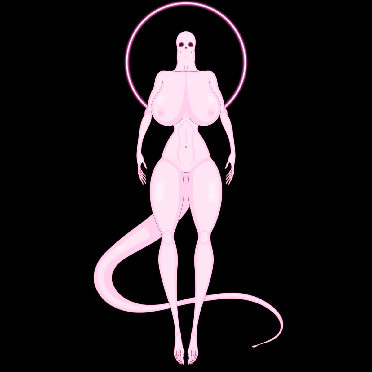 設定整理として、

白髪ストレートロングの個体がオリジナルの個体

骸骨のような風貌の個体が他生物の遺伝子吸収による進化が未完了の素の形態

という事にします。 