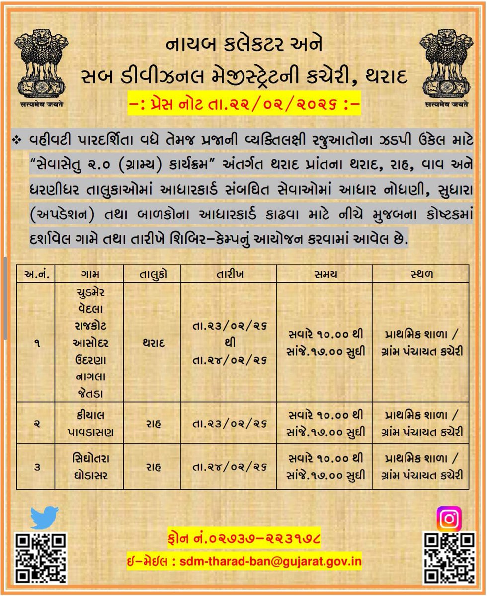 Dy.collector & SDM Tharad tweet media