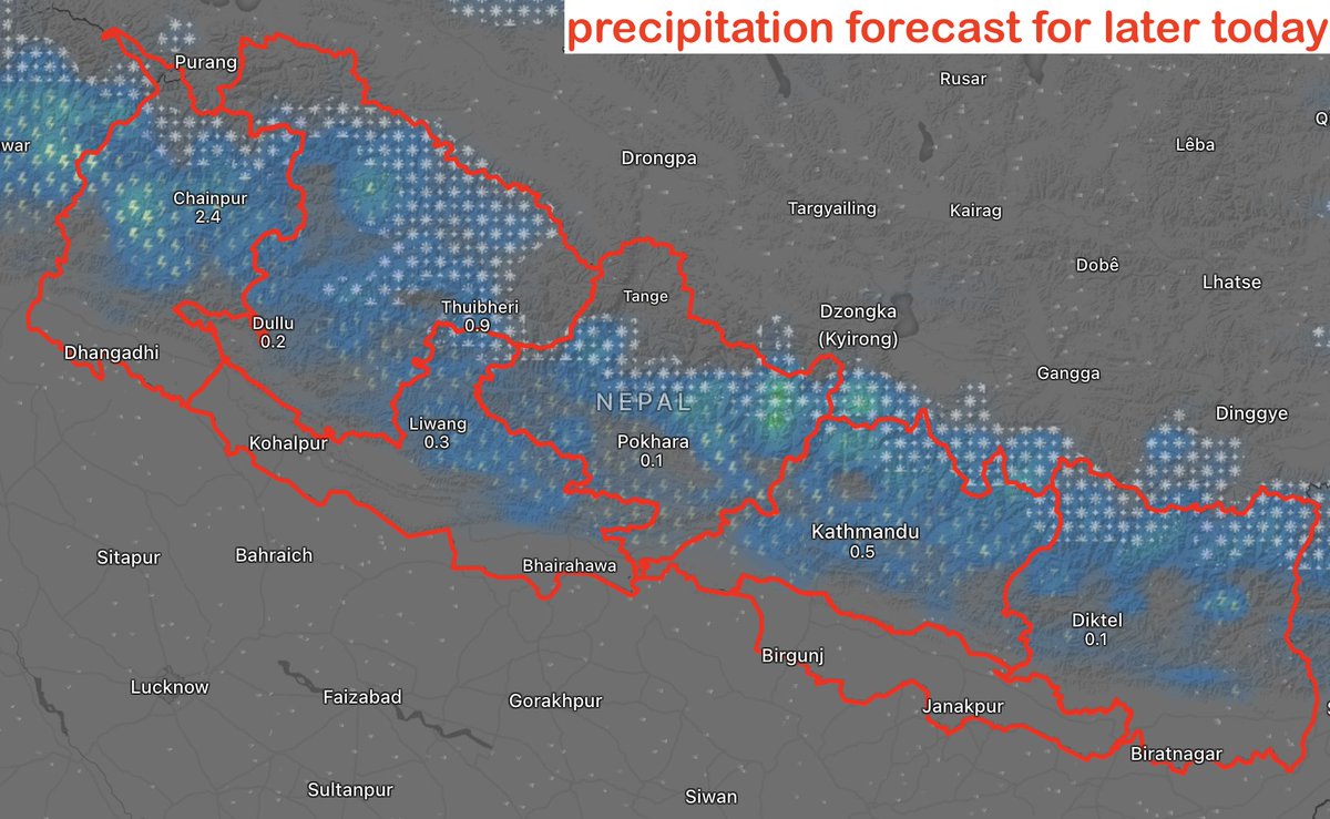 चुनाब मौसम: नेपालमा हुने फागुन २१ को निर्बाचन र केहि दिन अगाडी पछाडी सम्मको मौसम पूर्वानुमान हेर्दा गज्जब घमाइलो देखिन्छ
तर मौसमी प्रणाली परिबर्तन हुनसक्ने हुदा दैनिक चुनाबी मौसम मैले एता राख्ने छु। 
आज भने पहाडी र हिमाली भेगमा अप्रन्हामा हल्का बर्षाको सम्भावना देखिन्छ 👇