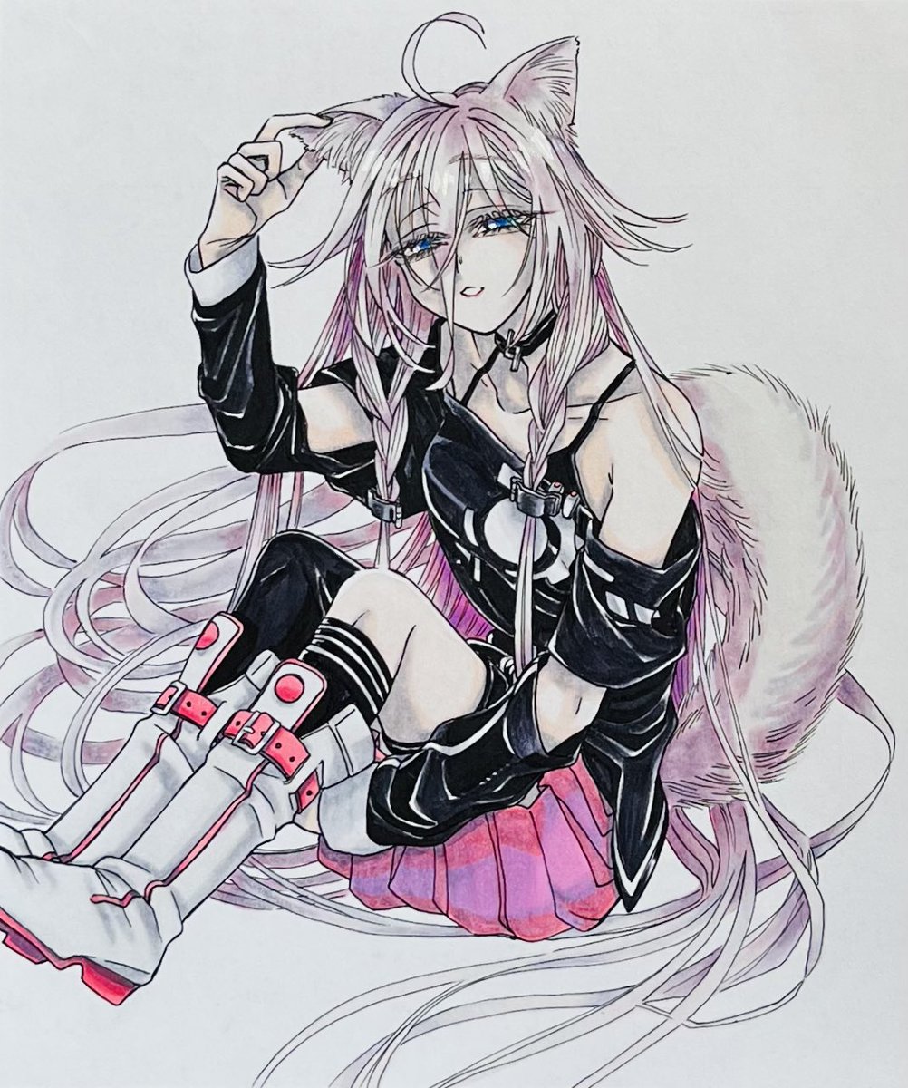 0reyo9's tweet image. ネコIAちゃんは長毛種ぽいよね　って去年も言った(猫の日絵)

#IA
#イラスト