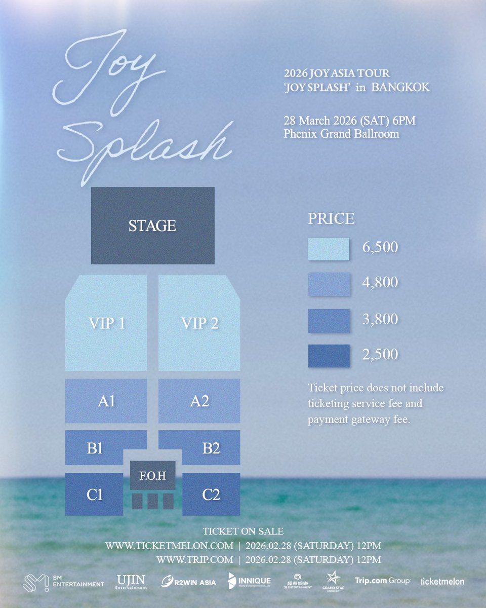 innique_me's tweet image. รายละเอียดผังที่นั่ง ราคาบัตร และแฟนเบเนฟิต สำหรับงาน 2026 JOY ASIA TOUR ‘JOY SPLASH’ in BANGKOK มาแล้ว~!

ReVeluv ชาวไทยพร้อมไหม!? มาเติมเต็มบรรยากาศของค่ำคืนสุดพิเศษนี้ไปด้วยกัน💕

รายละเอียดการแสดง
🗓 วันเสาร์ที่ 28 มีนาคม 2569
🕕 เวลาเริ่มการแสดง: 18:00 น.
📍 Phenix Grand
