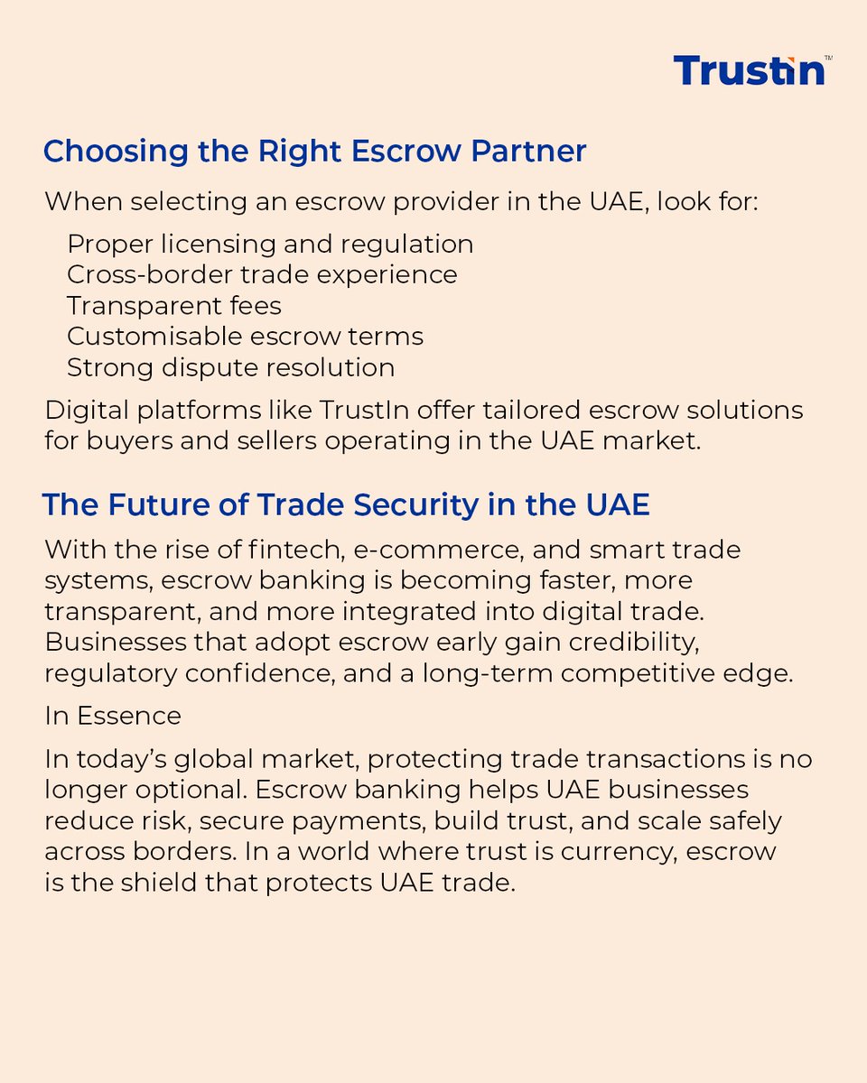 WerTrustIn's tweet photo. Strong regulation doesn’t eliminate trade risk—smart structure does.
Escrow banking adds protection at the transaction level.
👉 Secure your next deal with TrustIn.
👉🔗 https://t.co/jXW85MTcDH
#TrustIn#UAERealEstate# UAEProperty #DigitalEscrow #PropertyDeals #SecureTransactions https://t.co/UVFXksj21Q