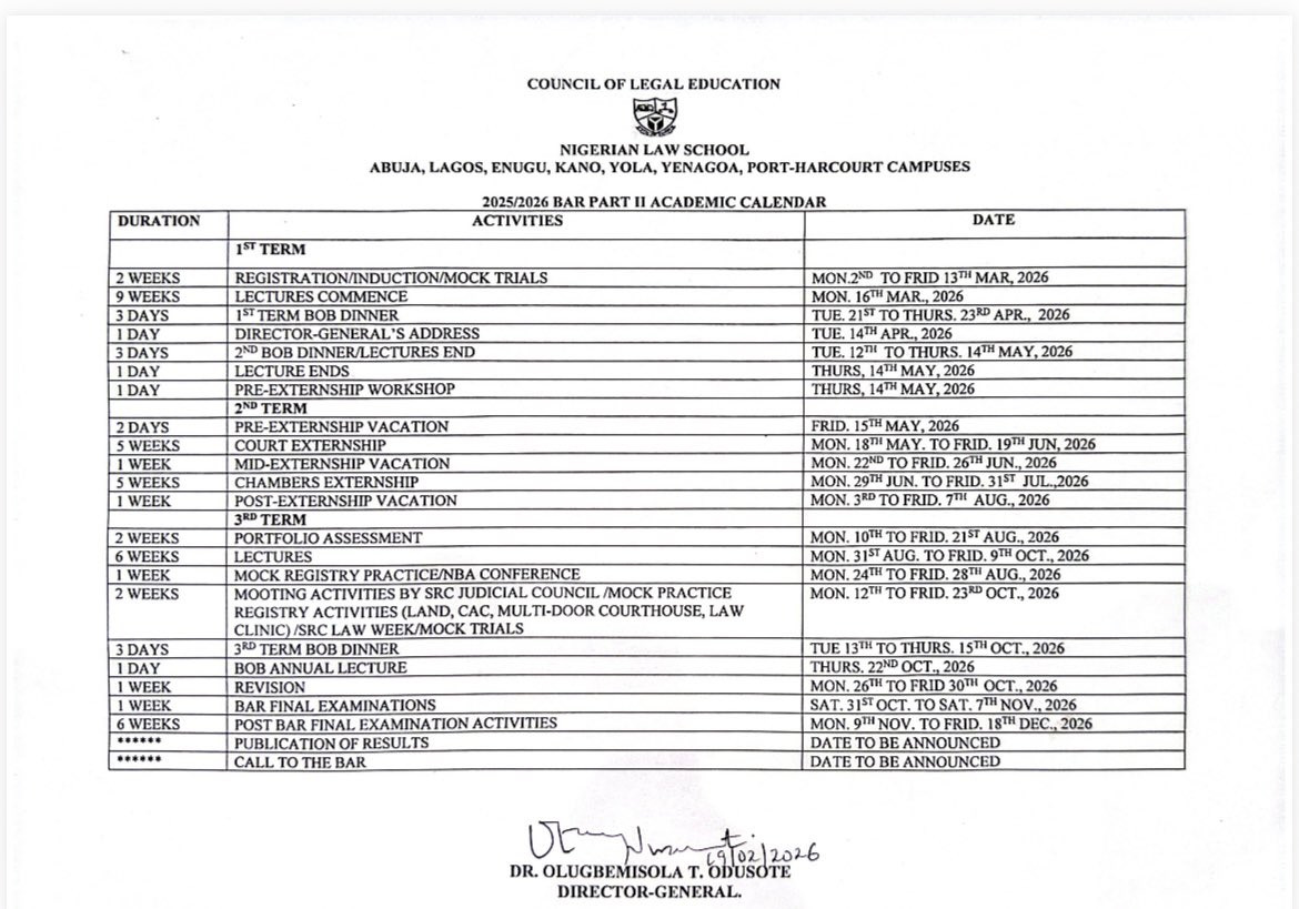 COUNCIL OF LEGAL EDUCATION, NIGERIAN LAW SCHOOL. tweet media