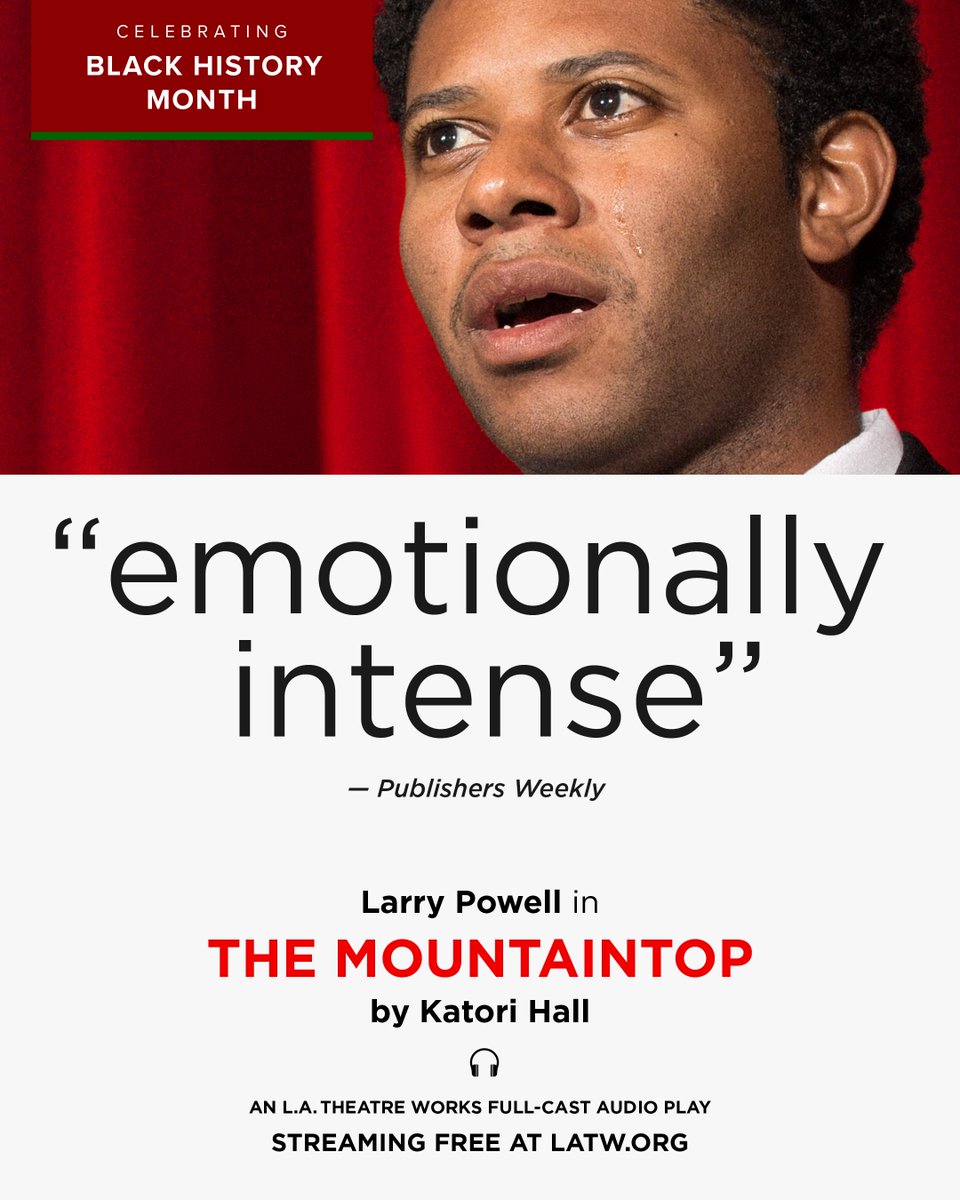 LATheatreWorks's tweet image. Hours after his "Mountaintop" speech, Martin Luther King forms an unlikely bond with a motel maid. Experience this powerful story of his final night.

✨ STREAM FREE: LATW.ORG 📅 ON AIR: Feb 20-27 (Check listings) 📻 SoCal: Sun 10PM @KPFK
#BlackHistoryMonth #MLK