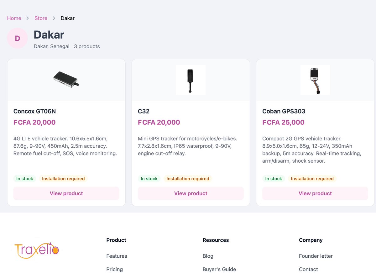 GPS reseller can now join us to have a free window to sell online their product at zero cost for them. No commission neither.

Free marketing for Traxelio as this generate traffic and eventually some of the reseller customers will need a serious tracking solution. 

We also now