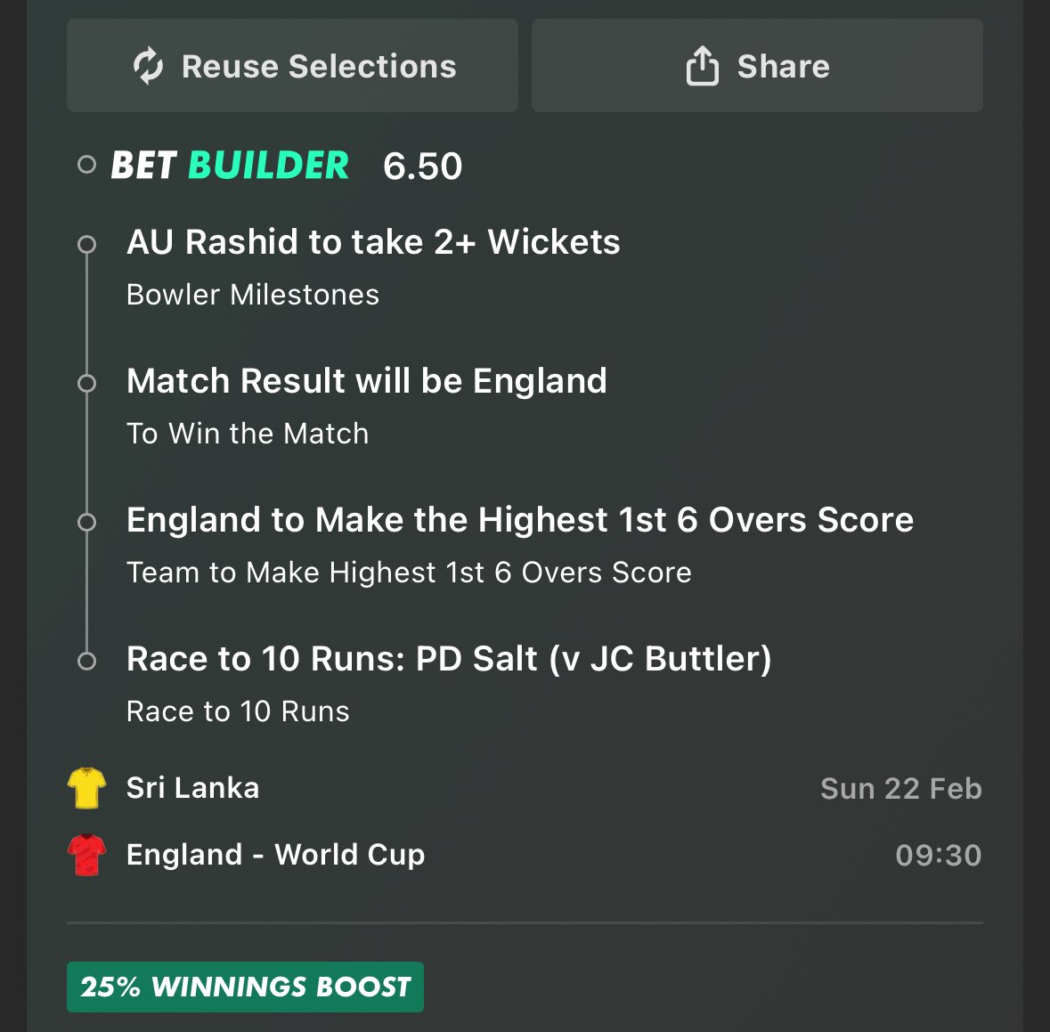 RobinH00DTips's tweet photo. 🏏🔥 England Cricket BetBuilder 🔥🏏 https://t.co/em0I3i0S91