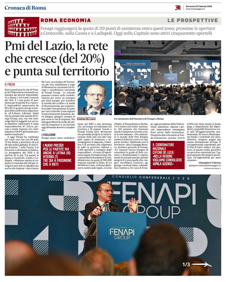 CatenoDeLuca's tweet image. Buongiorno a tutti!

Oggi su @ilmessaggeroitun focus su ciò che rappresenta #FENAPI e su quello che sarà #FENAPIGroup, con un’attenzione particolare al Lazio, regione cruciale per i rapporti tra istituzioni, imprese e politica.

Buona lettura 😉

#roma #catenodeluca