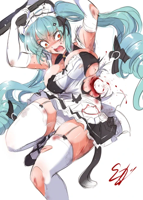 メイドプリバティ被弾 #リョナ