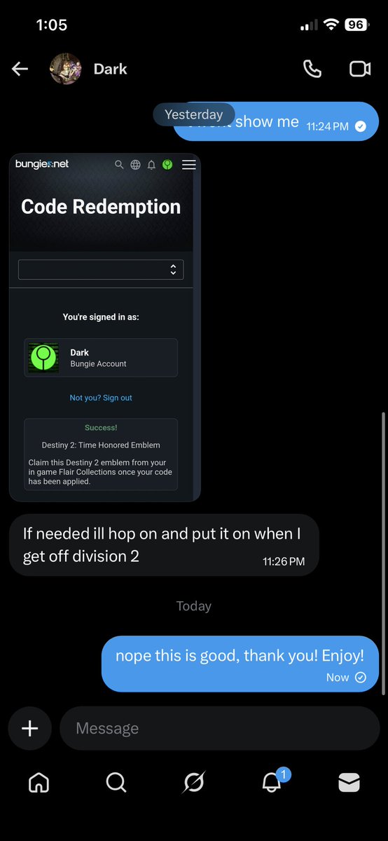 Last winner has reached out and claimed their emblem. I have a few more Time Honored emblem codes to give away but not till later. I have some self-loving and self-improvement to do.