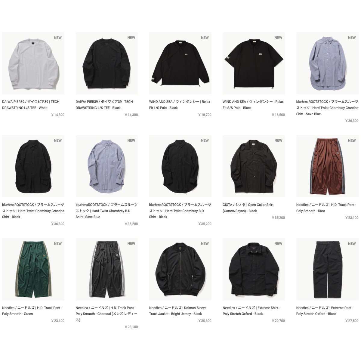 ▼今週入荷したブランド
store.50910.jp

Aeta・blurhms・C.E / CAV EMPT・CIOTA・DAIWA PIER39・ENGINEERED GARMENTS・ESSAY・FreshService・MONOLITH・Morphee・Needles・Porter Classic・THE NORTH FACE・WIND AND SEA・Y (YLÈVE)・Yohji Yamamoto POUR HOMME