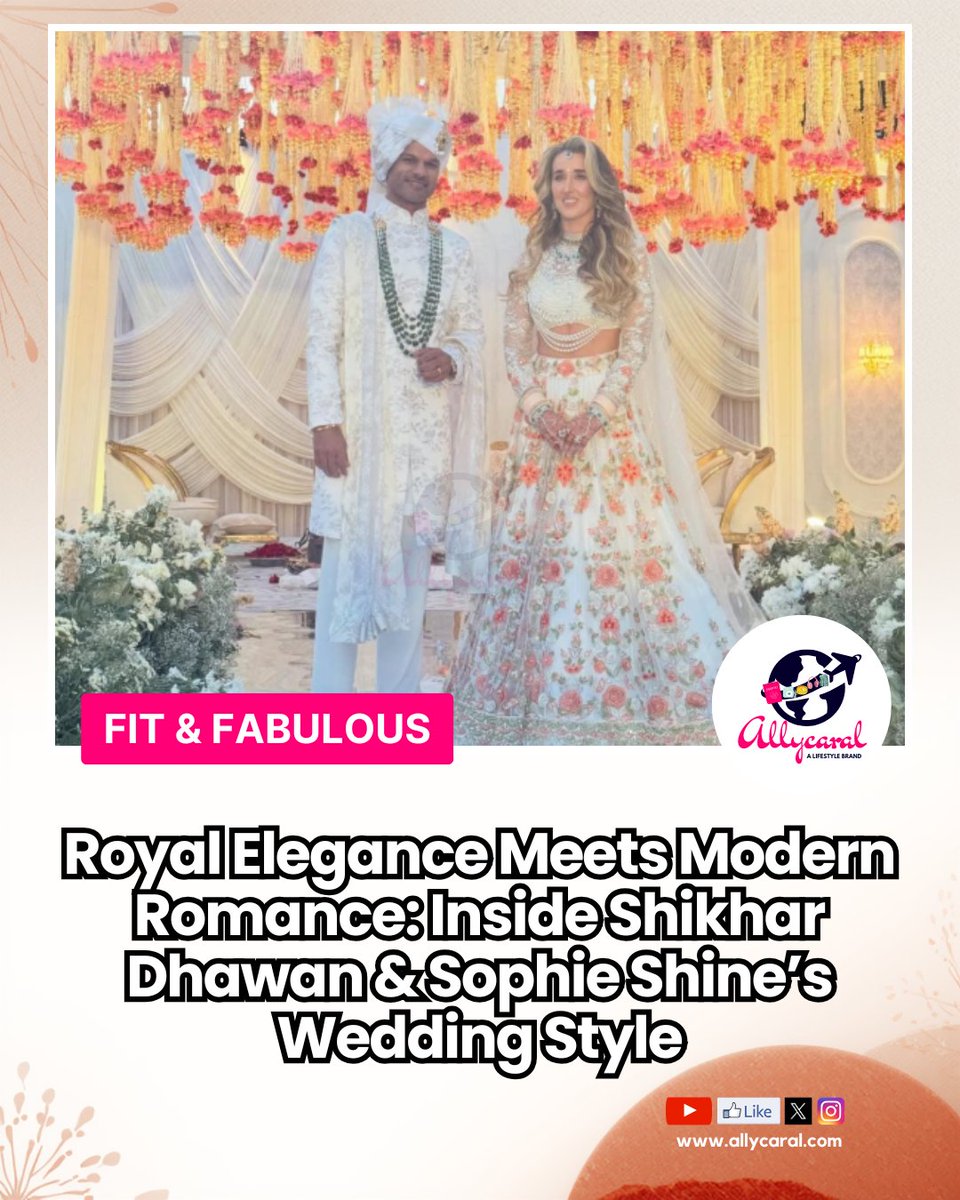 allycaralgoa's tweet image. Shikhar Dhawan ties the knot with Sophie Shine 💍✨
And their wedding looks? Pure elegance!

Read: allycaral.com/2026/02/22/roy…

#ShikharDhawan #WeddingVibes #CelebrityWedding