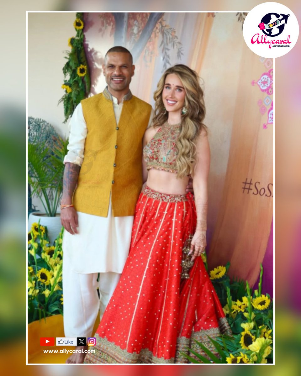 allycaralgoa's tweet image. Shikhar Dhawan ties the knot with Sophie Shine 💍✨
And their wedding looks? Pure elegance!

Read: allycaral.com/2026/02/22/roy…

#ShikharDhawan #WeddingVibes #CelebrityWedding