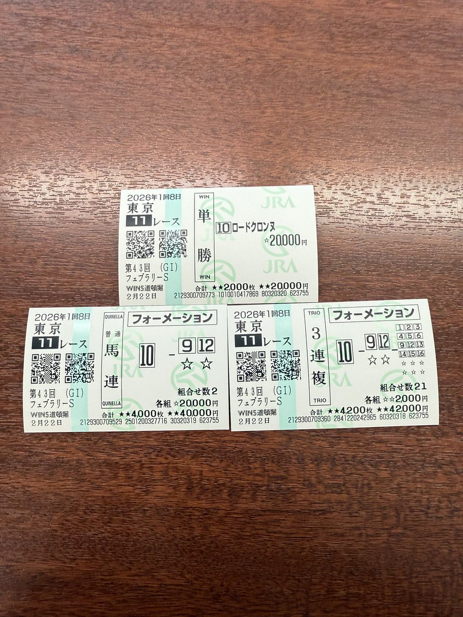 G1 フェブラリーS 先出し馬券】 今年は気が向いた時だけ金額もまばらで