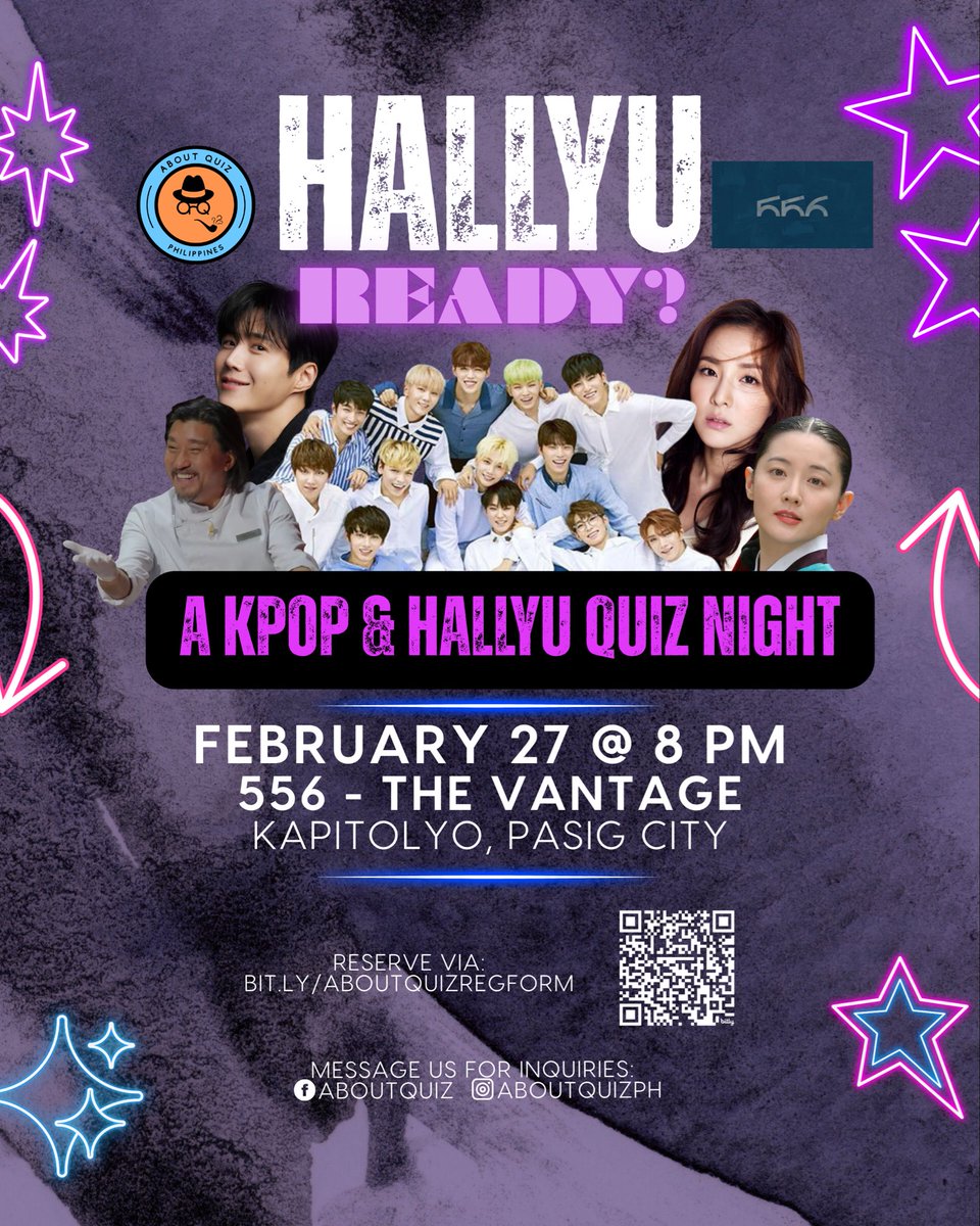 aboutquizph's tweet photo. Kpop and Hallyu Quiz Night happening this coming Friday at 556 - The Vantage in Kapitolyo, Pasig City! 

Register at: https://t.co/b3u9O0diSb

#kpop #hallyu #tdt #quiznight https://t.co/S5fQDlIdYm
