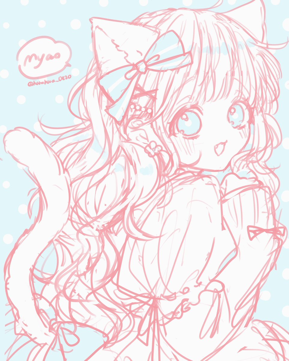 猫の日🩵🐈🎀(過去絵)