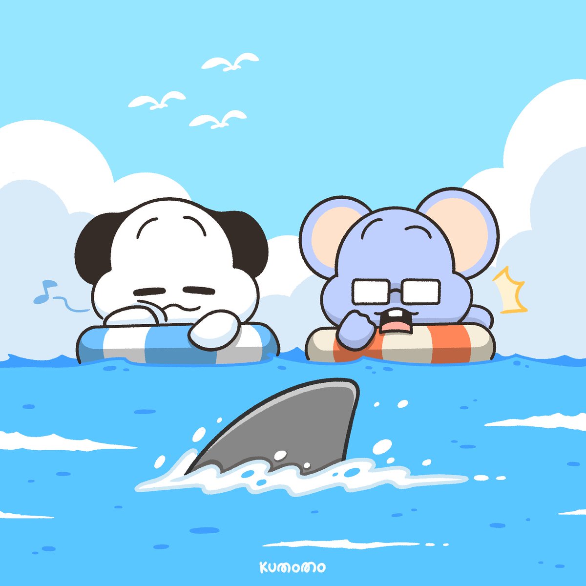 ถ้าจะพูดถึงหน้าร้อน☀️
มันก็ต้องทะเลนี่แหละเนอะ 🦈
#kumomo #summer #sea 
#beach #illustration