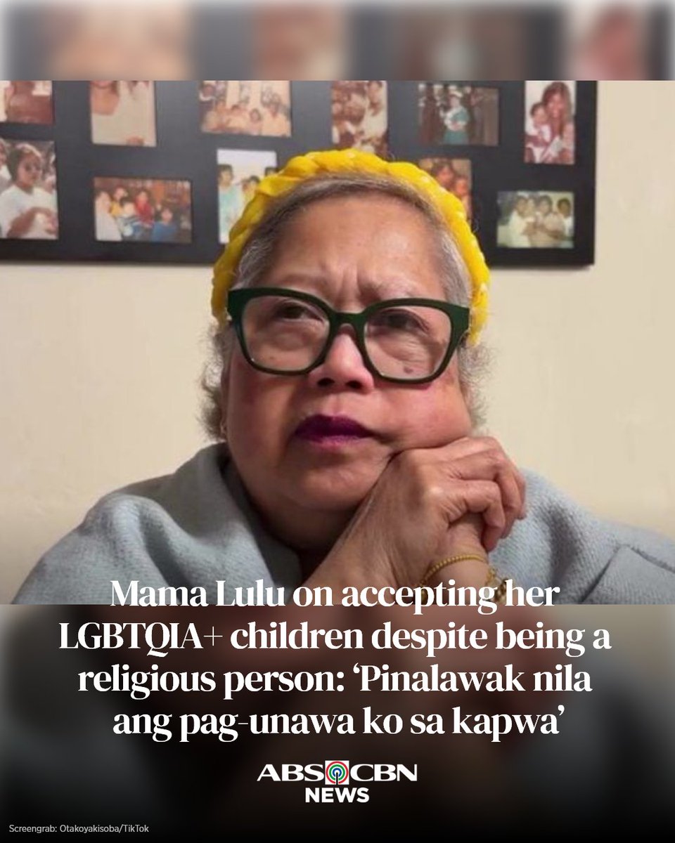 ABSCBNNews's tweet photo. Content creator Mama Lulu was praised by netizens on her remarks about accepting her LGBTQ+ children despite being religious.

Lulu stressed that her relationship with God is deeply personal and guided by empathy.

READ: https://t.co/VgOZIpHHyO… https://t.co/LMPr63ocPN