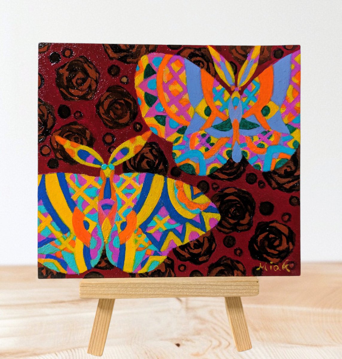 続、ミニ色紙にアクリル作品です。 本画の習作的な感じでも描いてい