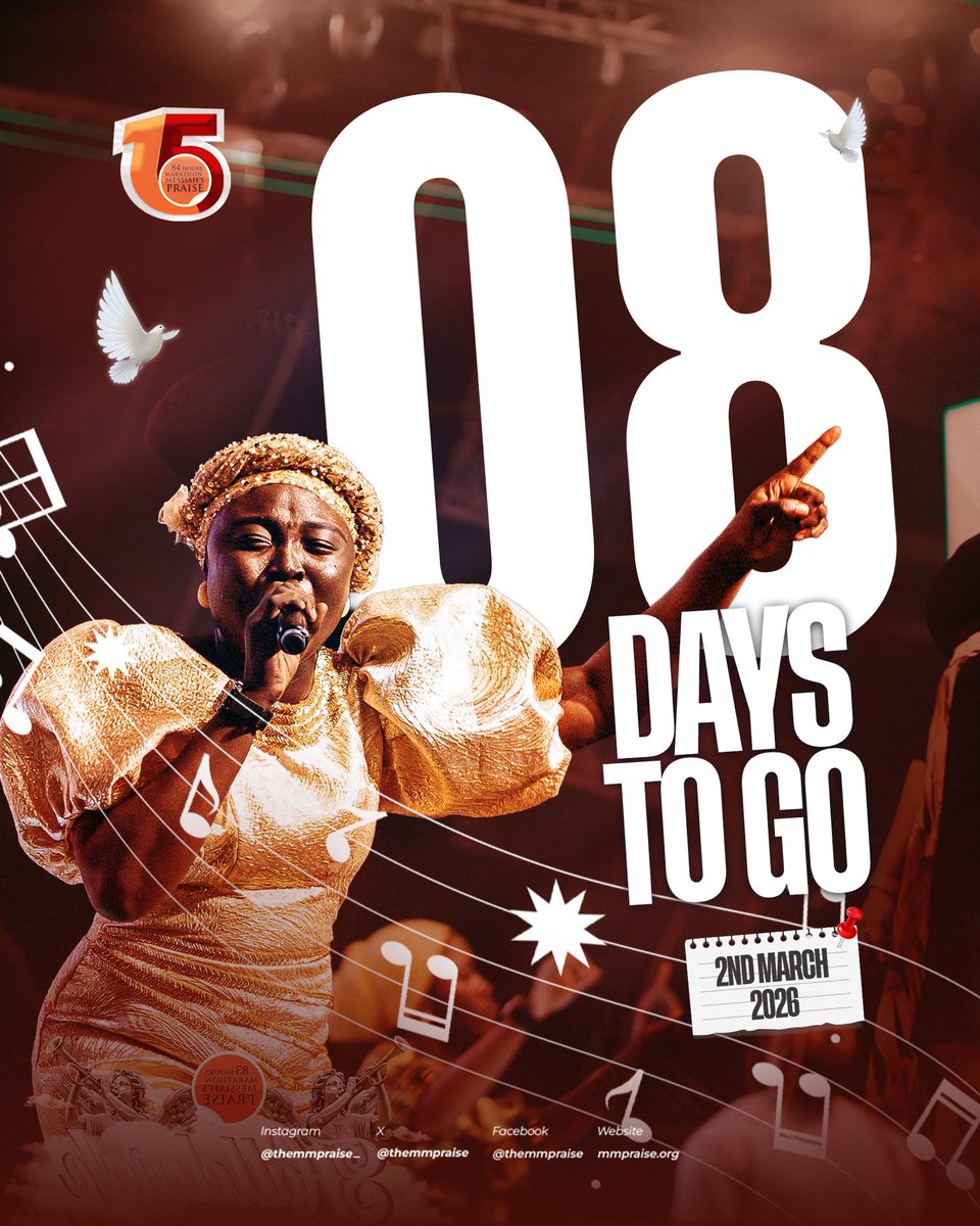 To Him who sits on the throne, all glory, honour and adoration be ascribed unto, for His name is above all names!

8 DAYS AND COUNTING!
GLORY!!!

#TheMMPraise #84HoursMMPraise #MMPraiseAt15