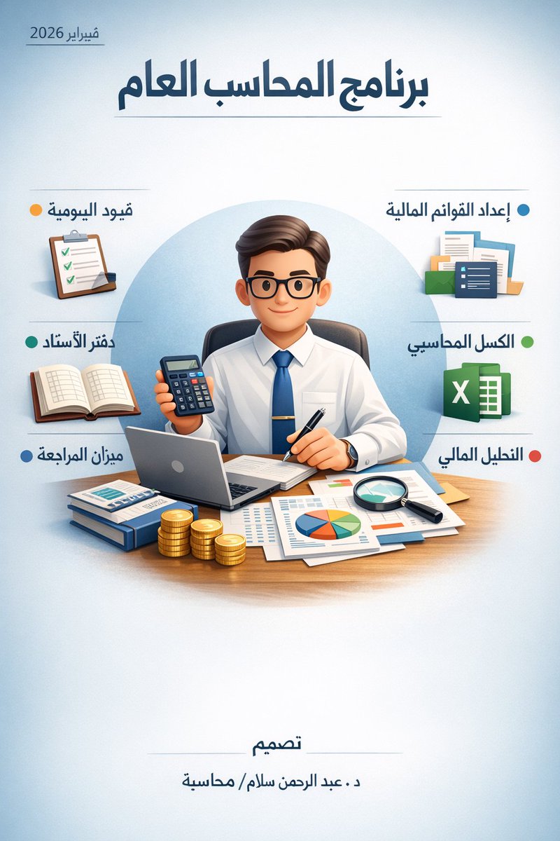 للمحاسبين فقط!
للمحاسبين فقط!
للمحاسبين فقط!
في برنامج المحاسب العام  بخليك خبير في:
✅ قيود اليومية 
✅️دفتر الأستاذ
✅ ميزان المراجعة 
✅ إعداد القوائم المالية 
✅️ اغلاق السنه المالية
✅️التحليل المالي
✅️الاكسل
(شرح علي ملفات عربي وانجلش) 

📩 إذا مهتم أرسل "محاسب عام "