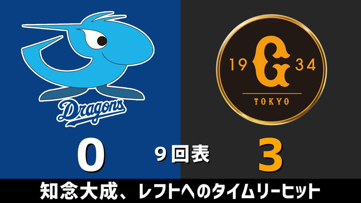 オープン戦 中日vs.巨人 2026.02.22 9回表 知念大成、レフトへのタイム