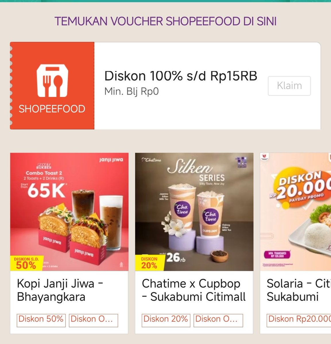 xkode06's tweet photo. SFood Diskon 100% s/d 15rb
⏰14:00 | 22 Feb

Klaim tanpa refresh disini
https://t.co/Q8aBwH8M0U https://t.co/2M2v8LaSJ5