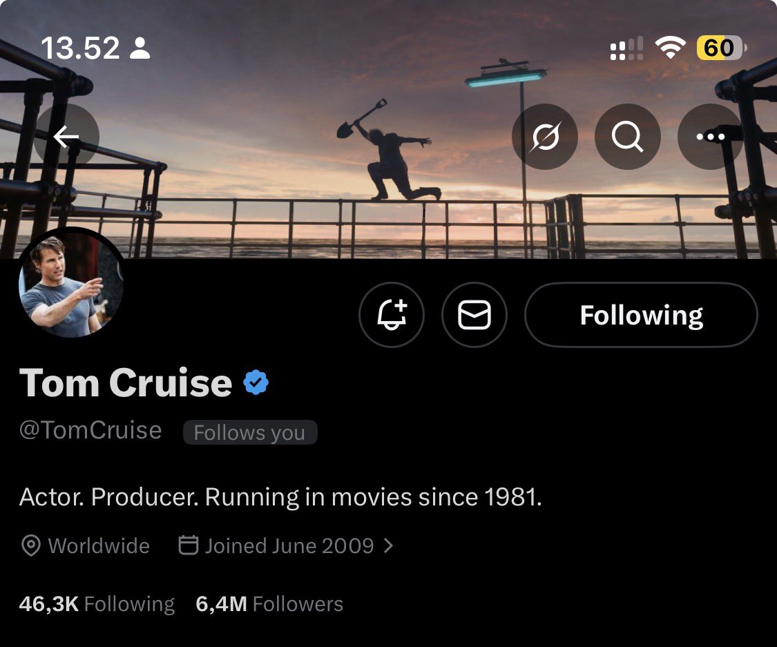 masih mutualan sama tom cruise 🙏🏻