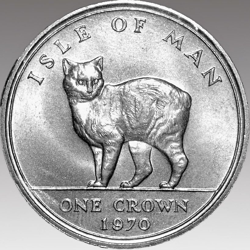 今日2月22日は猫の日。1970年に英領マン島で発行されたクラウン白銅貨