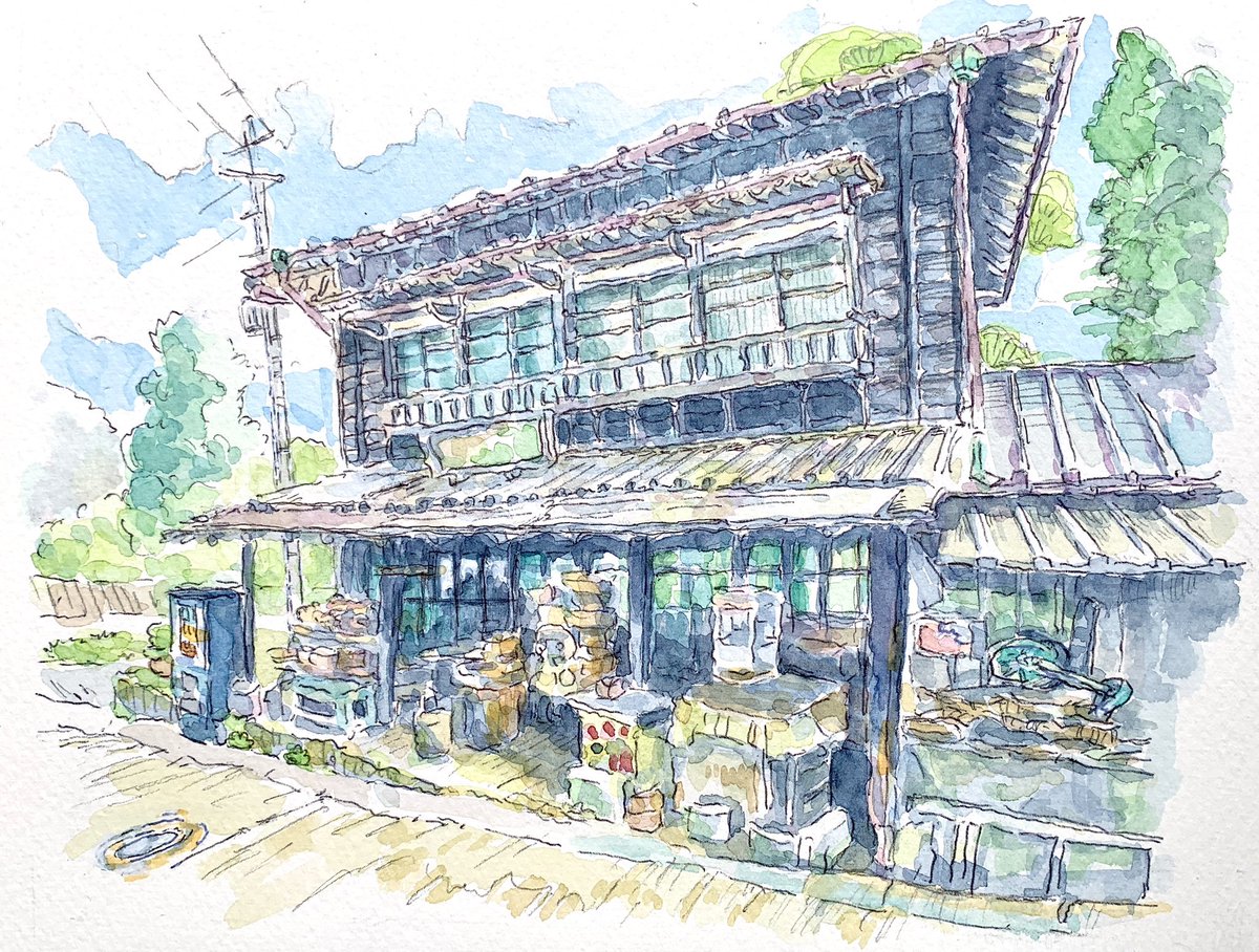 山の茶屋休業中 #水彩 #watercolor #御岳山