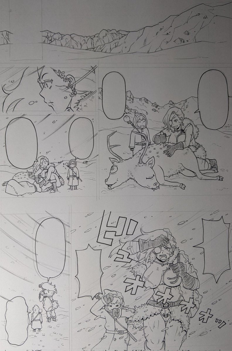 猛吹雪に襲われ遭難してしまう歴戦の女戦士と相棒。 