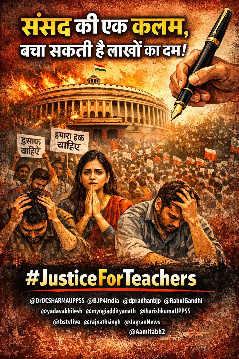 🛑 "संसद की एक कलम, बचा सकती है लाखों का दम!"
#JusticeForTeachers
<a href="/DrDCSHARMAUPPSS/">Dr Dinesh Chandra Sharma</a> <a href="/BJP4India/">BJP</a> <a href="/dpradhanbjp/">Dharmendra Pradhan</a> <a href="/RahulGandhi/">Rahul Gandhi</a> <a href="/yadavakhilesh/">Akhilesh Yadav</a> <a href="/myogiadityanath/">Yogi Adityanath</a> <a href="/harishkumaUPPSS/">Harish Kumar</a> <a href="/bstvlive/">भारत समाचार | Bharat Samachar</a> <a href="/rajnathsingh/">Rajnath Singh</a> <a href="/JagranNews/">Dainik Jagran</a> <a href="/Aamitabh2/">Amitabh Agnihotri</a>