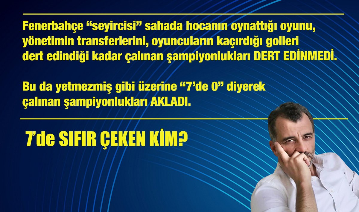 7’de SIFIR ÇEKEN KİM?

Son dönemde Fenerbahçe’yi ilgilendiren çok mühim 
7 meselede sıfır çekenleri yazdım.

1.⁠ ⁠YASADIŞI BAHİS

✅ Yasadışı bahis çetesi bir takımın sırtına reklâmını bastı, alt ligden bir kulübü satın aldı, yıllardır Türk futbolunu herkesin gözü önünde